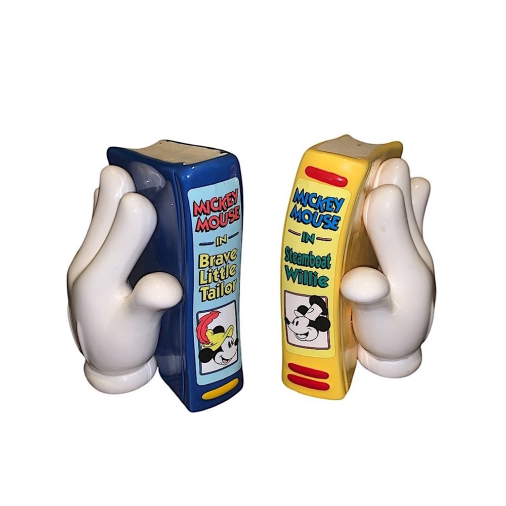 DISNEY MICKEY MOUSE CERAMIC GLOVE BOOKENDS 
4”x 6”